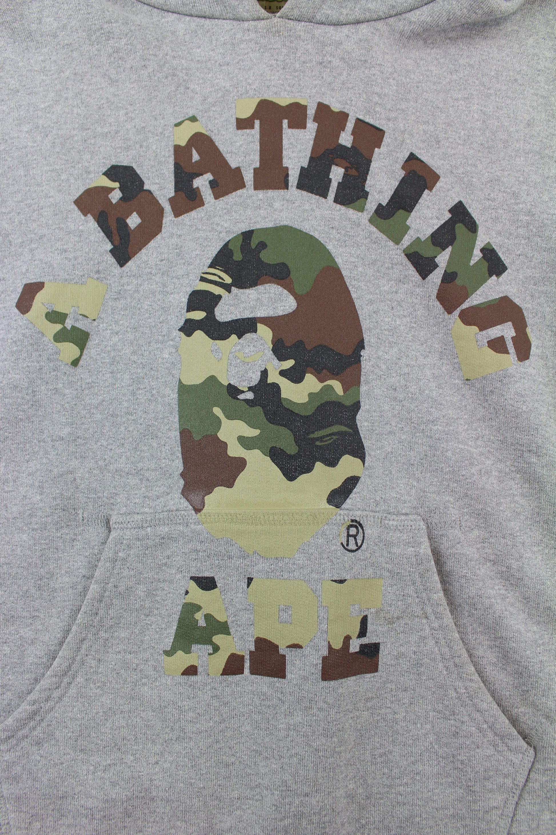 Bape Woodland College Logo Hoodie Grey - SaruGeneral