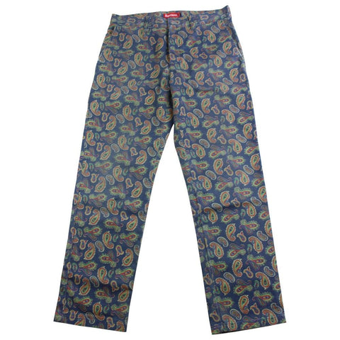 supreme paisley work pants navy