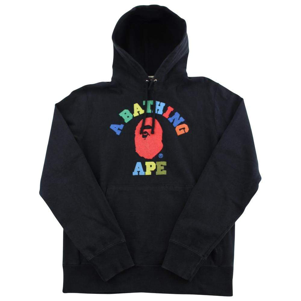 Bape Multicolour College Logo Hoodie Black - SaruGeneral