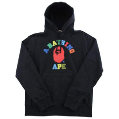 Sweat à capuche Bape multicolore avec logo universitaire noir