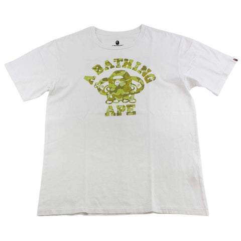 Bape ABC Yellow plaid Camo Milo College Logo Tee White