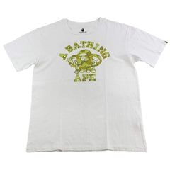 Bape ABC Yellow plaid Camo Milo College Logo Tee White