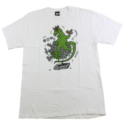 stussy dino tee white