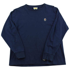 Bape Small Point Head Logo LS Bleu marine