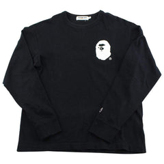 Bape Blanc Angry Face Ape Logo LS Noir