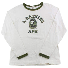 Bape x Kaws 1st Green Camo NYC College Logo Tee White