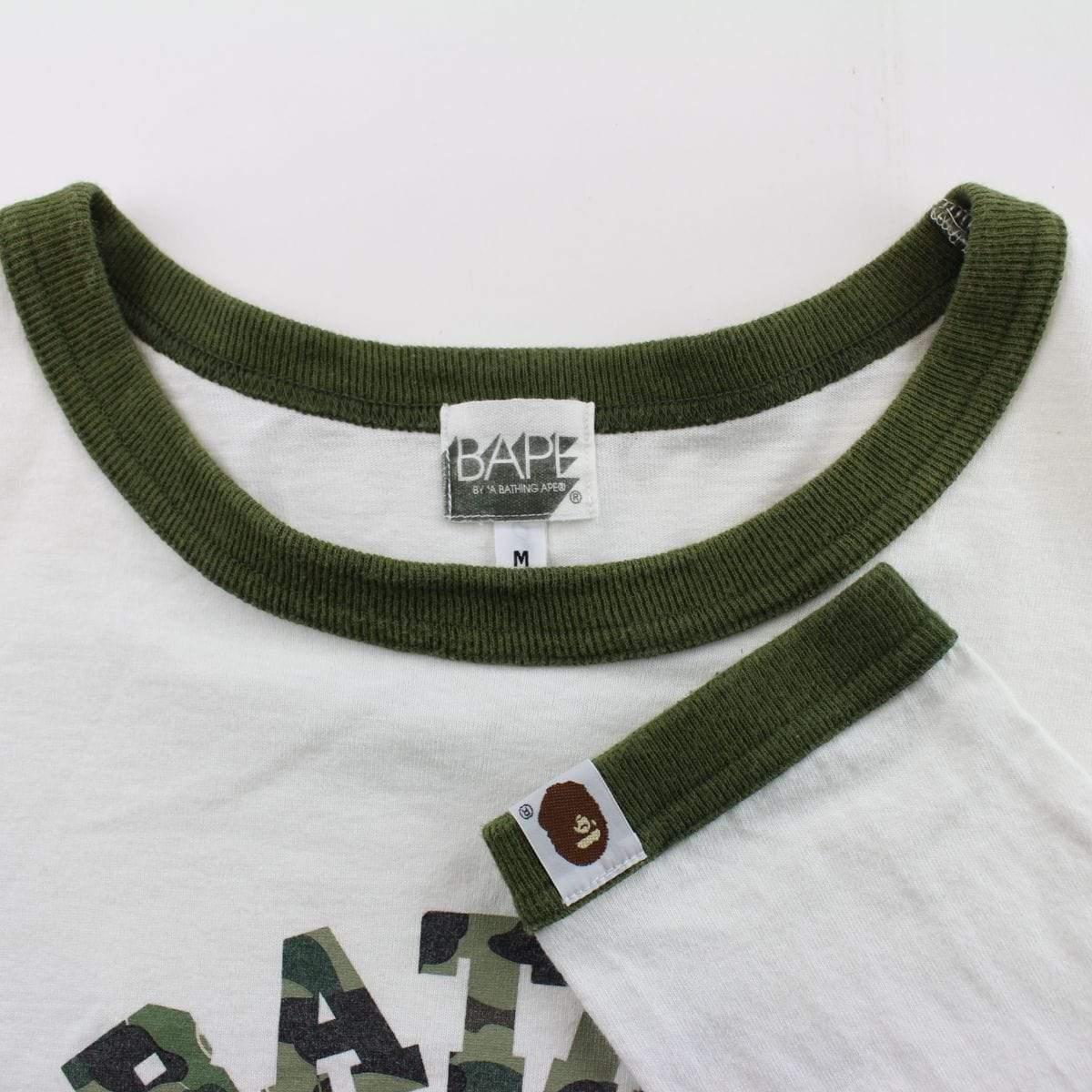 Bape x Kaws 1st Green Camo NYC College Logo Tee White - SaruGeneral