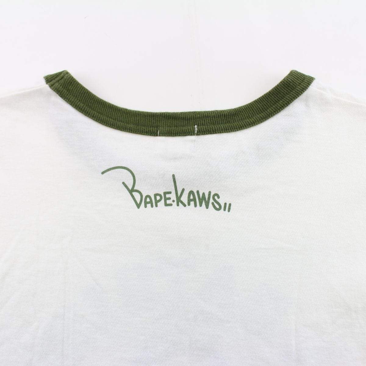Bape x Kaws 1st Green Camo NYC College Logo Tee White - SaruGeneral