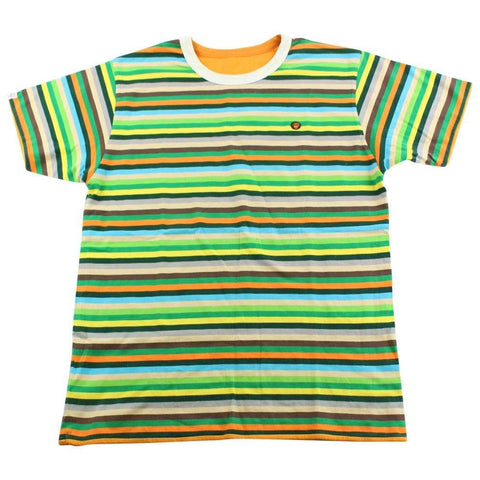 Bape Green Striped Milo Orange Reversable Tee