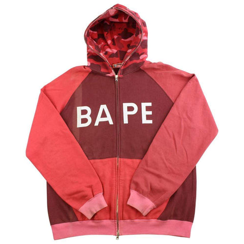 Bape texte camouflage rouge fermeture éclair complète