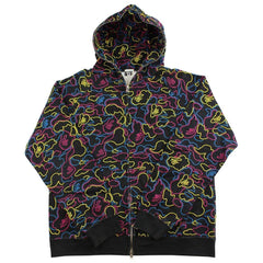 bape multi neon camo full zip black