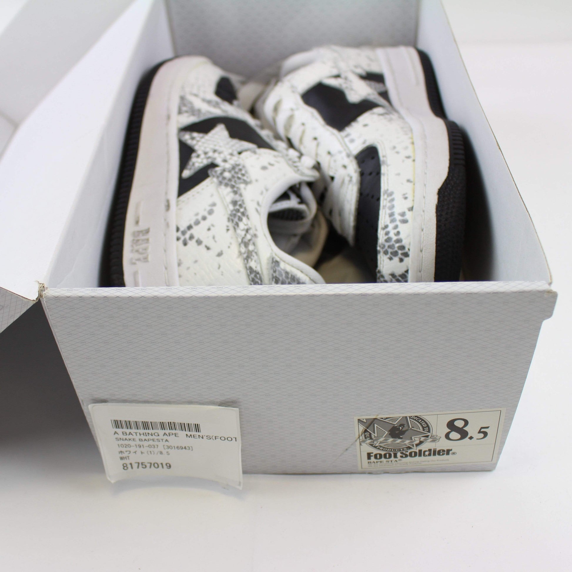 Bapesta White Black Snakeskin - SaruGeneral