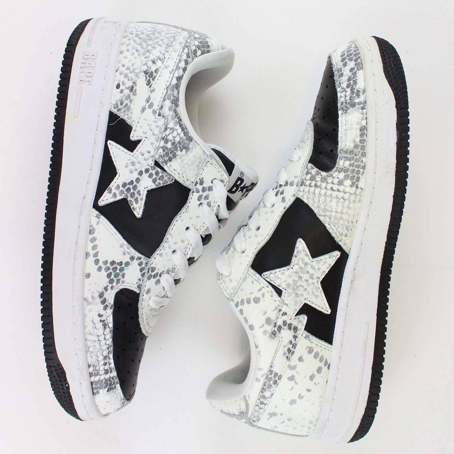 Bapesta White Black Snakeskin - SaruGeneral