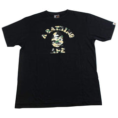 bape yellow psyche camo college tee black