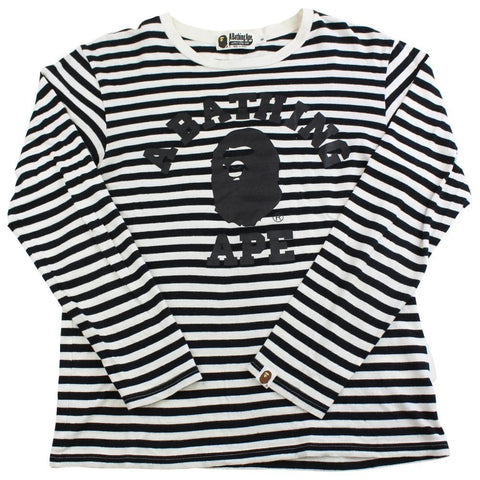 bape black stripe college logo ls