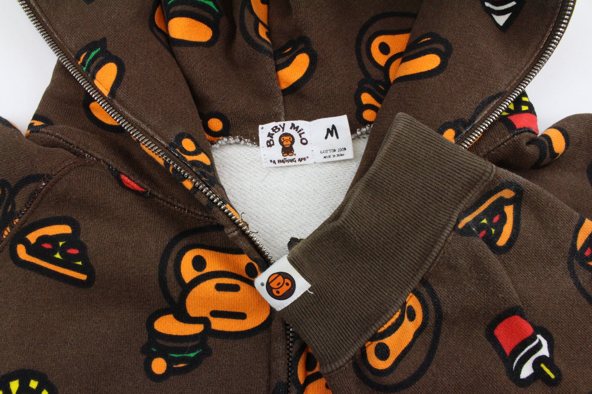 Bape Milo Food Allover Fullzip Hoodie Brown - SaruGeneral