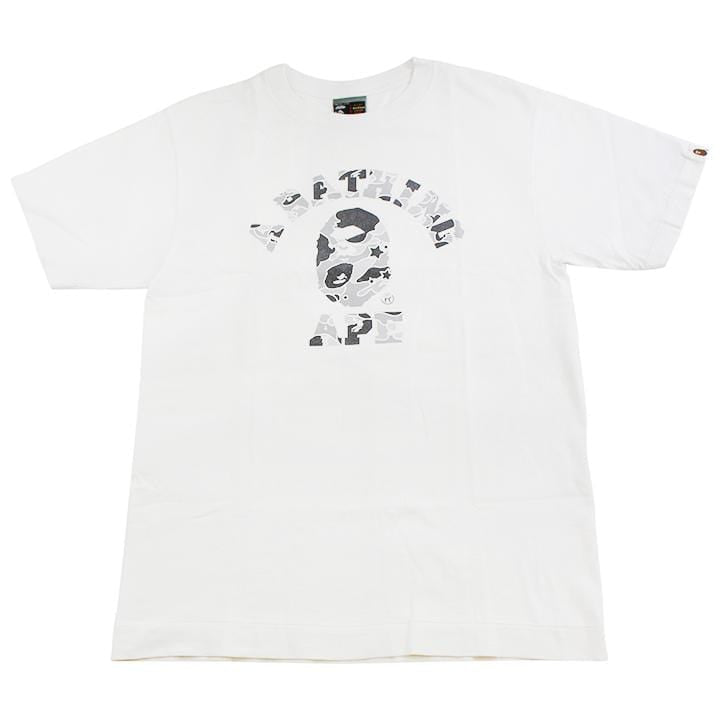 bape angry grey psyche camo college tee white - SaruGeneral