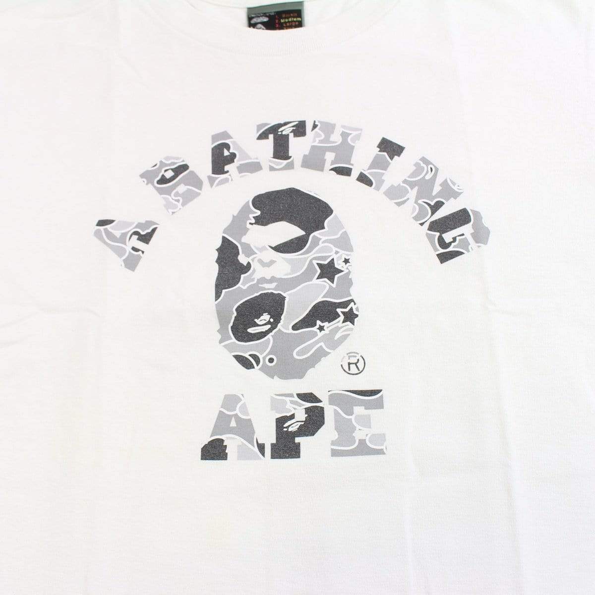 bape angry grey psyche camo college tee white - SaruGeneral