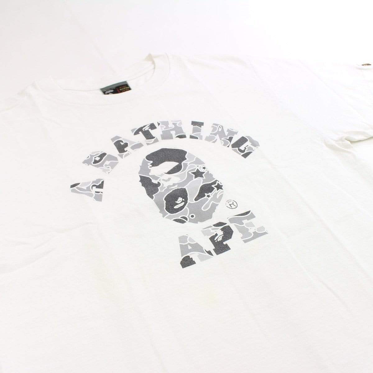 bape angry grey psyche camo college tee white - SaruGeneral