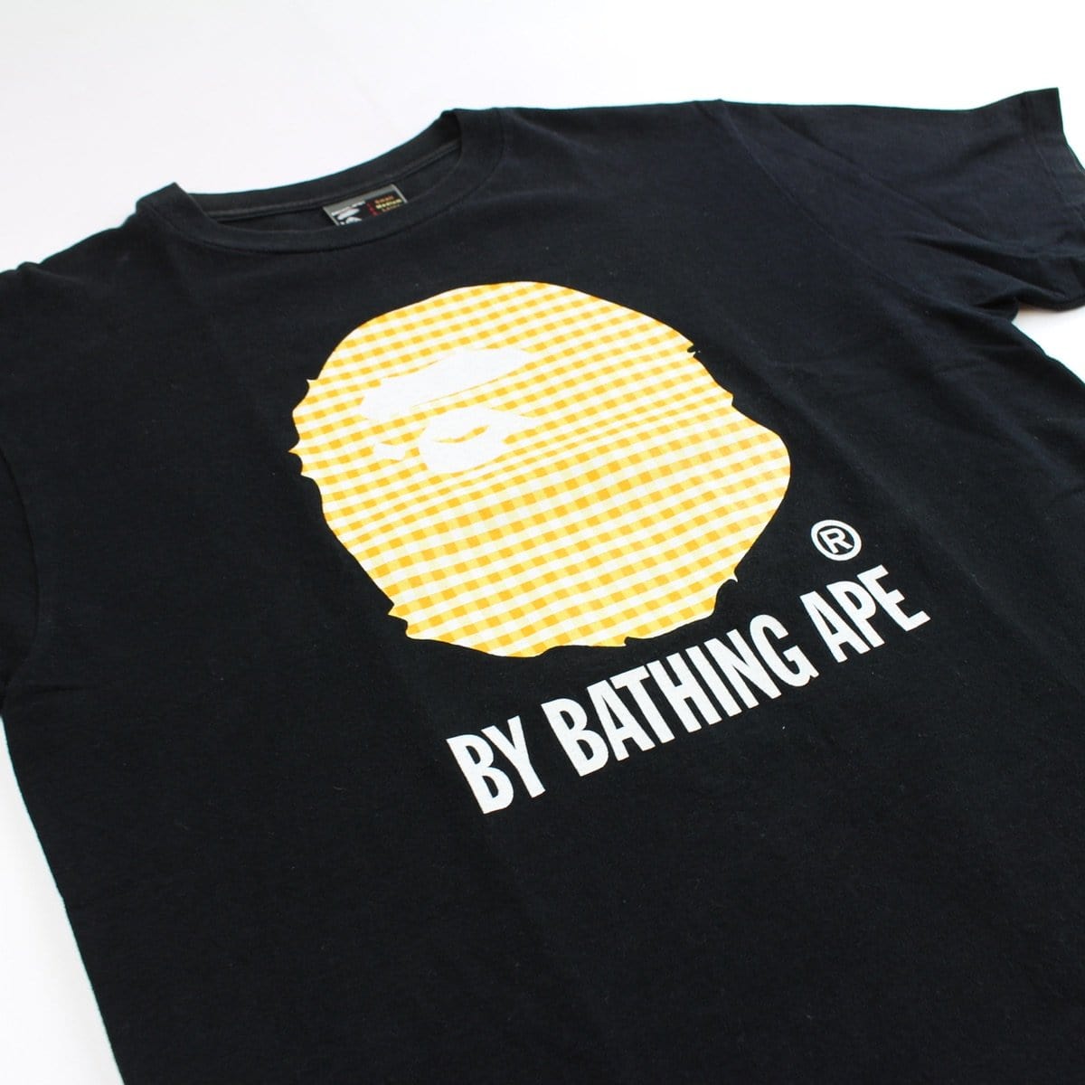 bape orange plaid big ape tee black - SaruGeneral