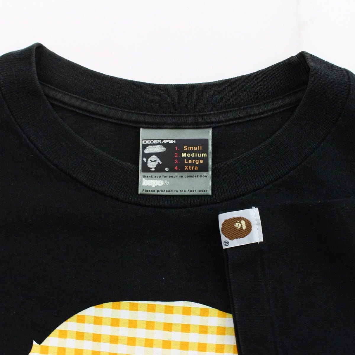 bape orange plaid big ape tee black - SaruGeneral