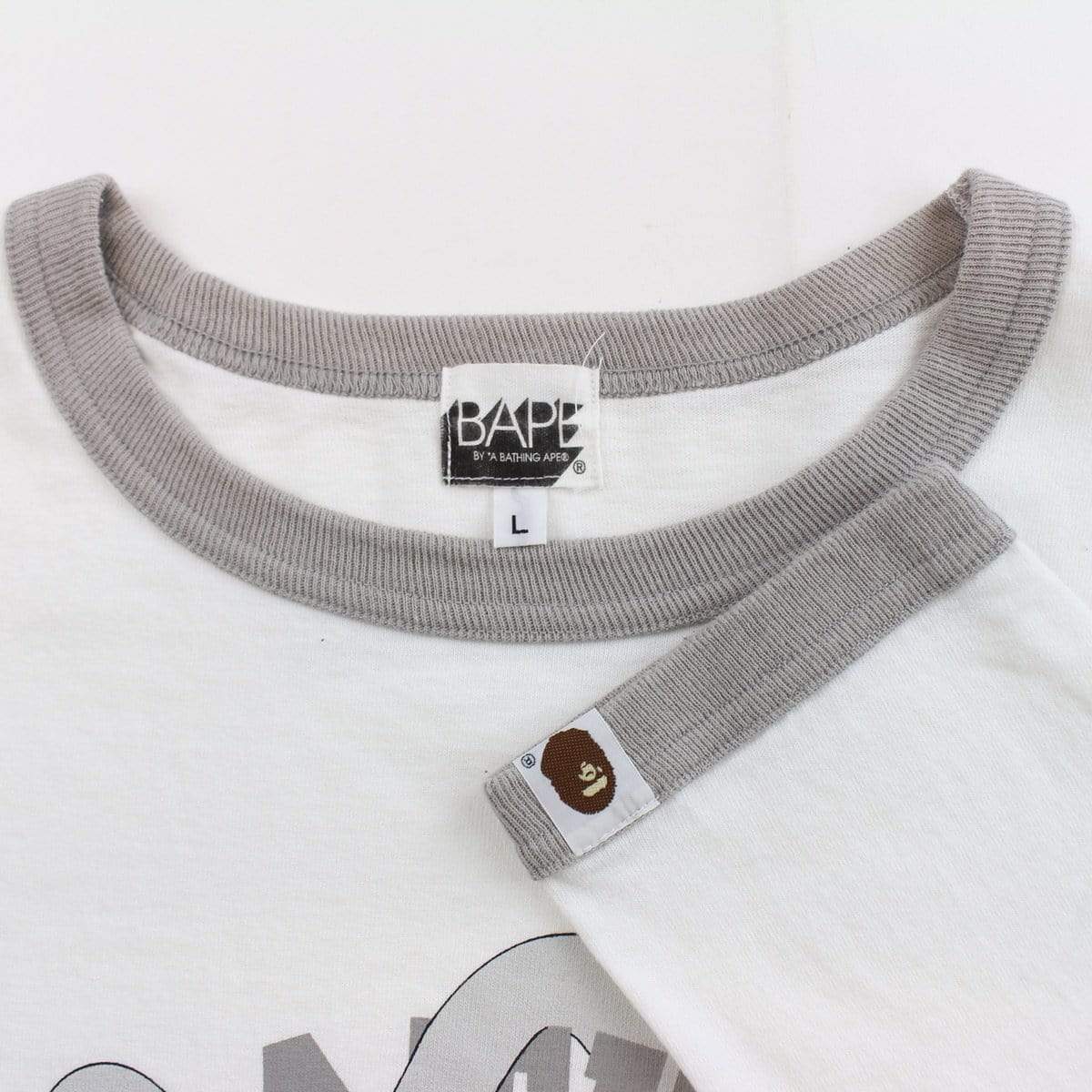 bape x kaws grey college logo ls white - SaruGeneral