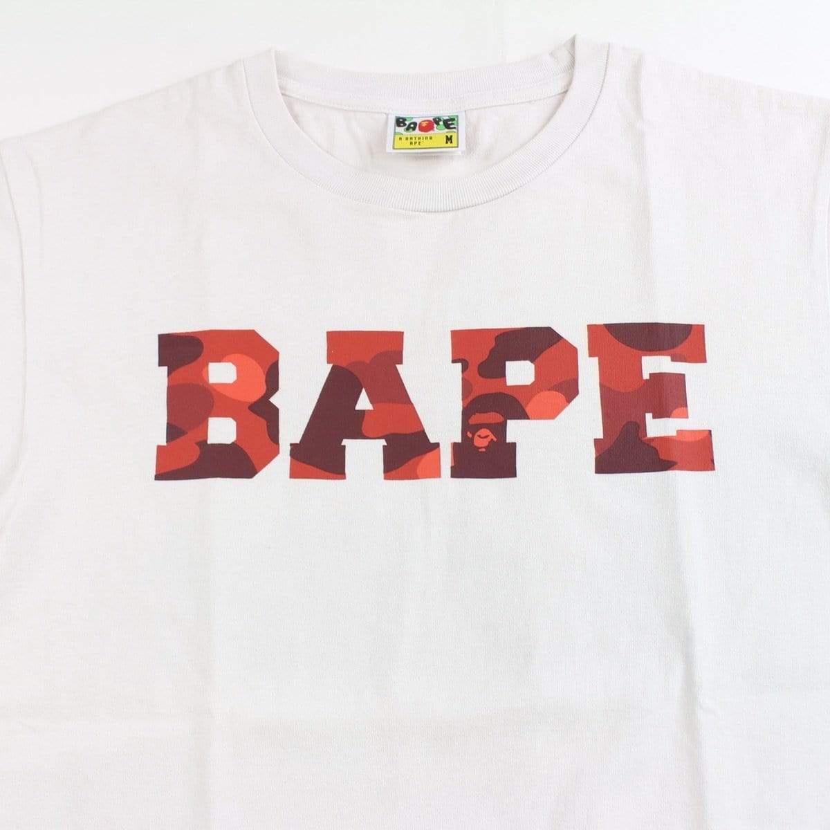 bape red camo text tee white - SaruGeneral