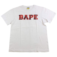 bape red camo text tee white
