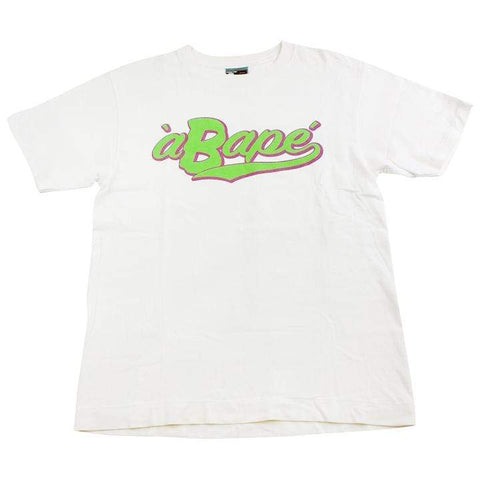 bape green og text tee white