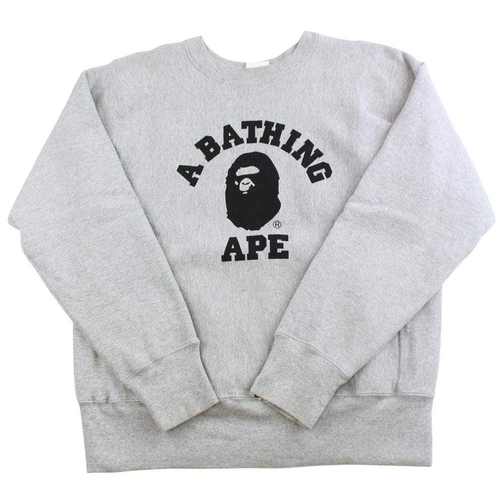 bape x champion college logo crewneck grey - SaruGeneral