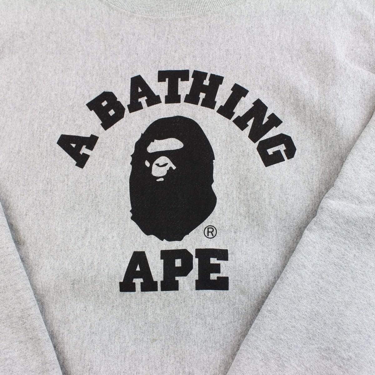 bape x champion college logo crewneck grey - SaruGeneral