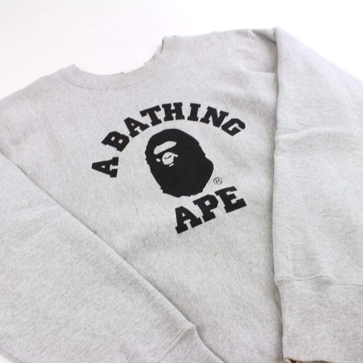 bape x champion college logo crewneck grey - SaruGeneral