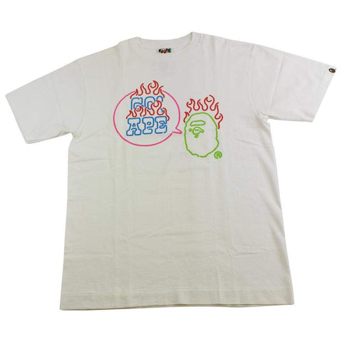 bape go ape flame tee white