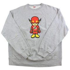 bape x dc comics flash crewneck grey