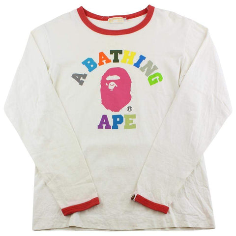 Bape Block Colours College Logo LS White