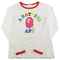 Bape Block Colours College Logo LS Blanc