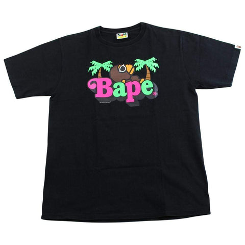 bape milo palm trees tee black