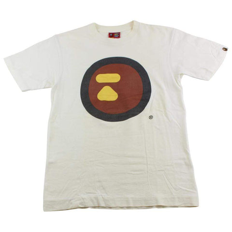 Bape Circle Logo Ape Face Tee White