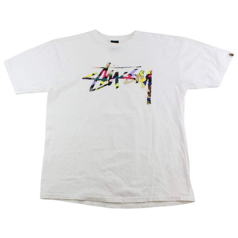 Bape x Stussy Multi Logo Tee White