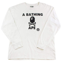 Bape Crossbones Logo LS Blanc