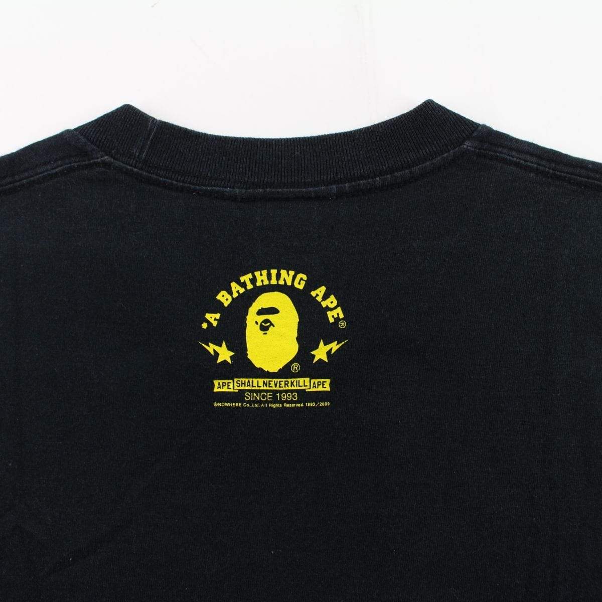 Bape Yellow Camo Flame College Logo Tee Black - SaruGeneral