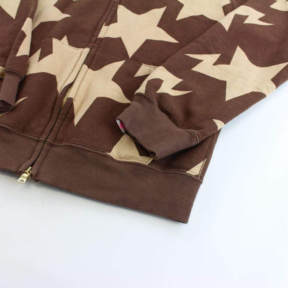 Bapesta Tan Allover Fullzip Hoodie Brown - SaruGeneral