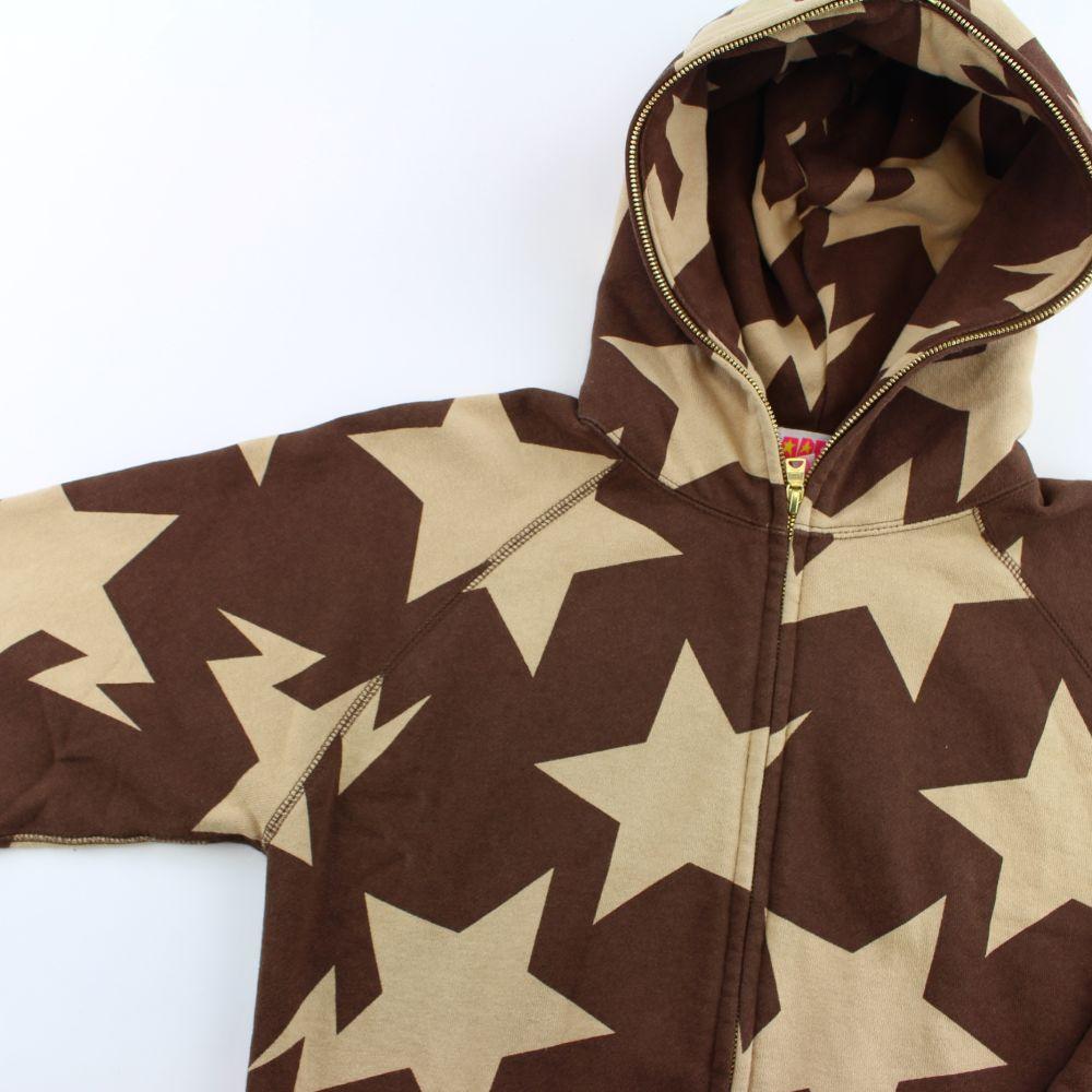 Bapesta Tan Allover Fullzip Hoodie Brown - SaruGeneral