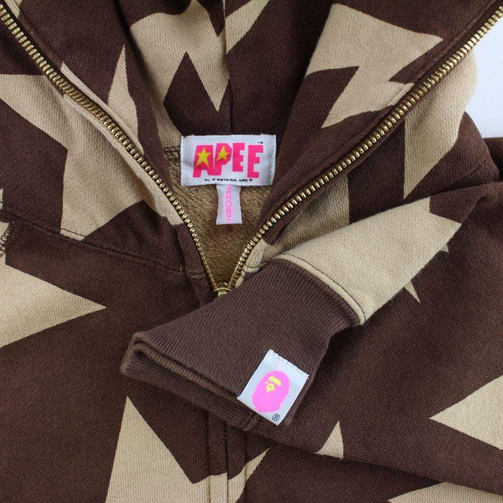 Bapesta Tan Allover Fullzip Hoodie Brown - SaruGeneral