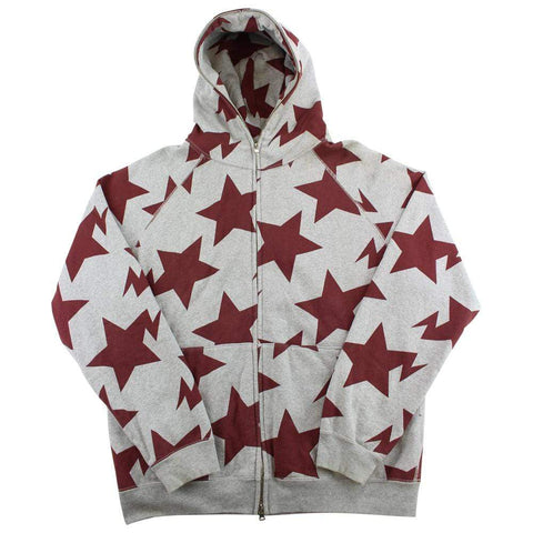 Bapesta Red Bapesta Allover Fullzip Hoodie Grey