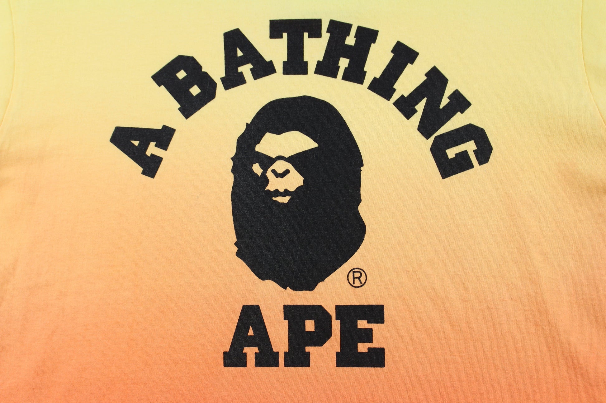 Bape Angry Face College Logo Gradient Tee Orange - SaruGeneral