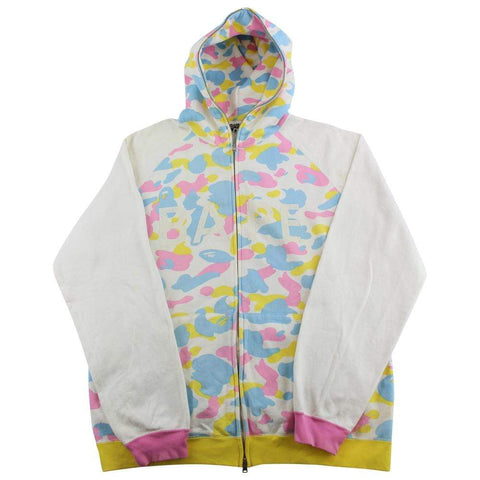 Bape White Text Candy Camo Hoodie White