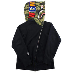 Sweat à capuche Bape 1st Green Camo Half Face Black Shark Noir
