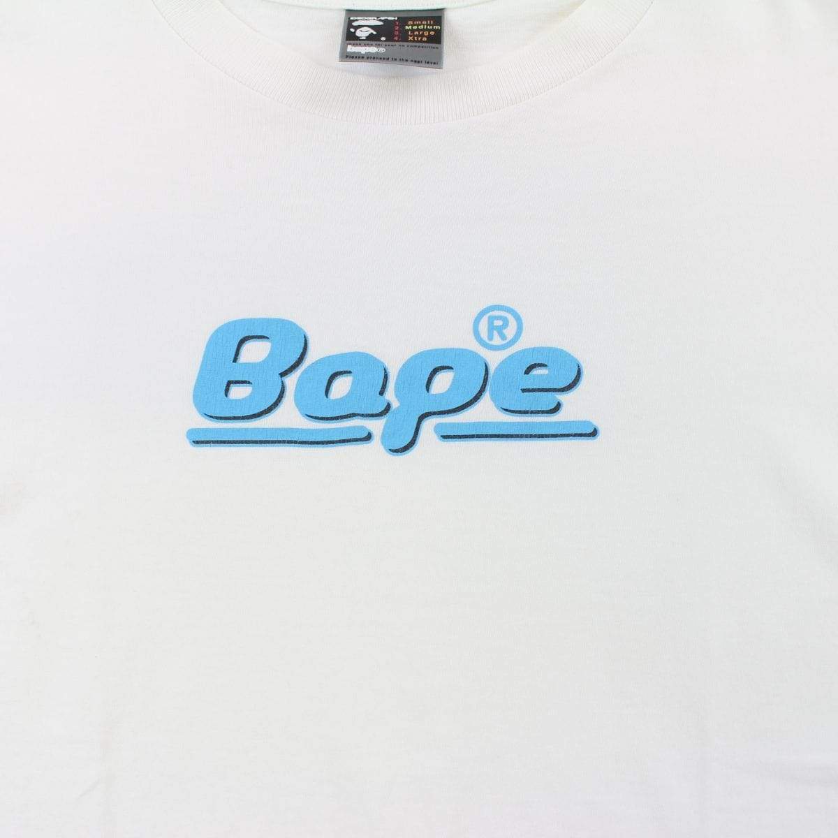 Bape Blue Bubble Text Tee White - SaruGeneral