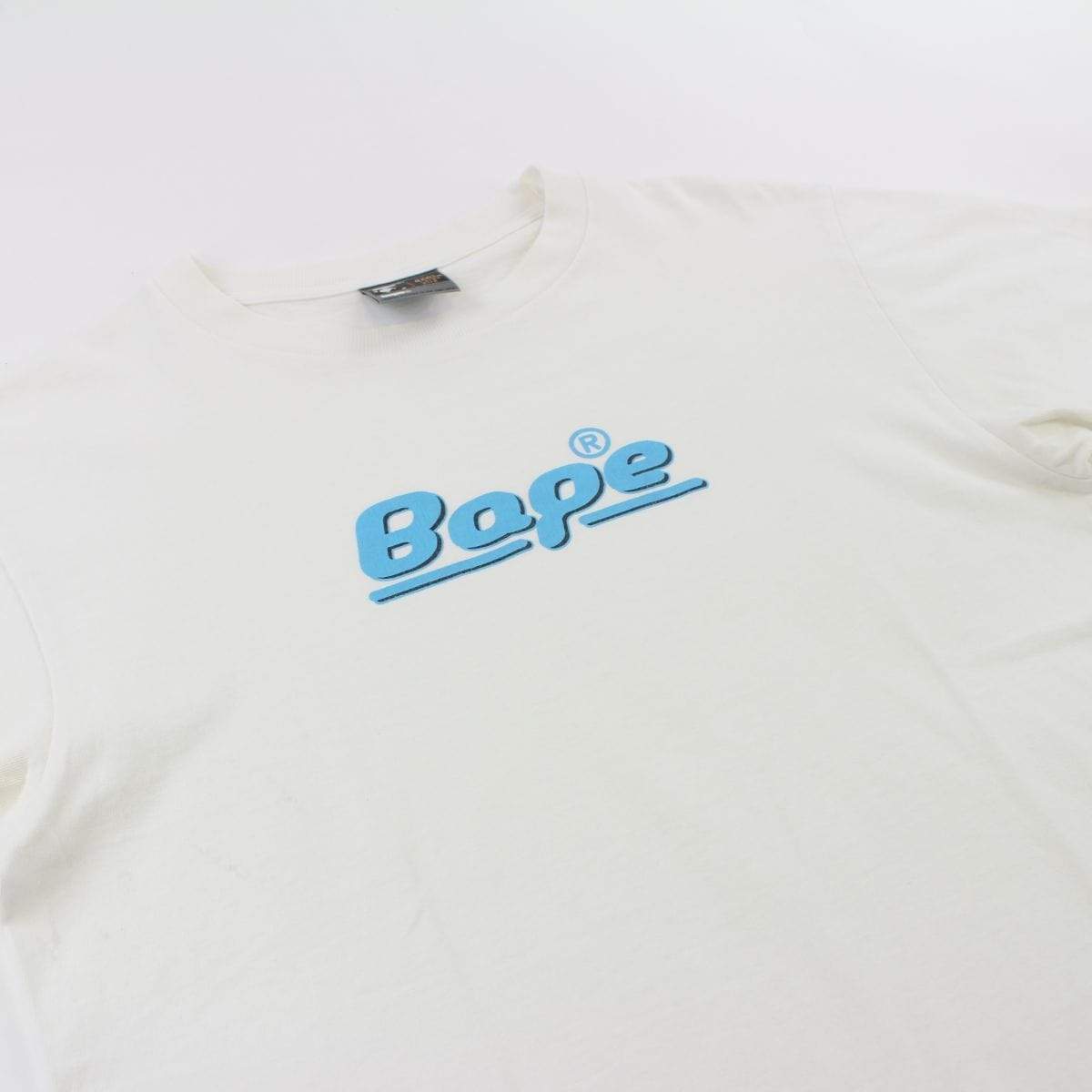 Bape Blue Bubble Text Tee White - SaruGeneral